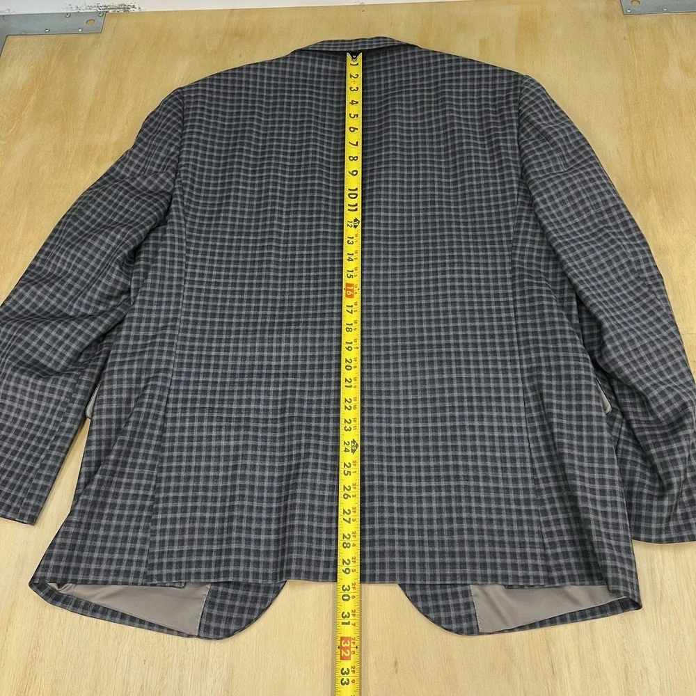 Egara‎ Blazer Jacket Sport Coat Mens 44R Slim Fit Wool Brown/Gray Gingham